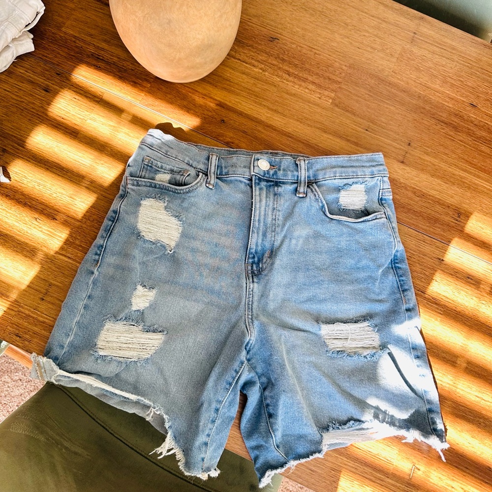 Distressed Denim High Waisted Dad Shorts